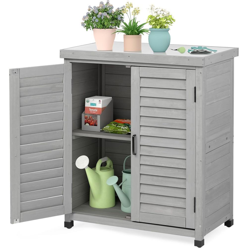 Garden Bench Metal - Armário de Armazenamento Externo e Mesa