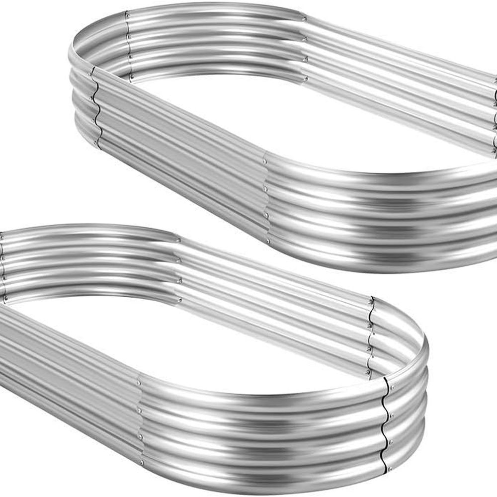 Planter Raised Metal - Camas de jardim elevadas ovais galvanizadas