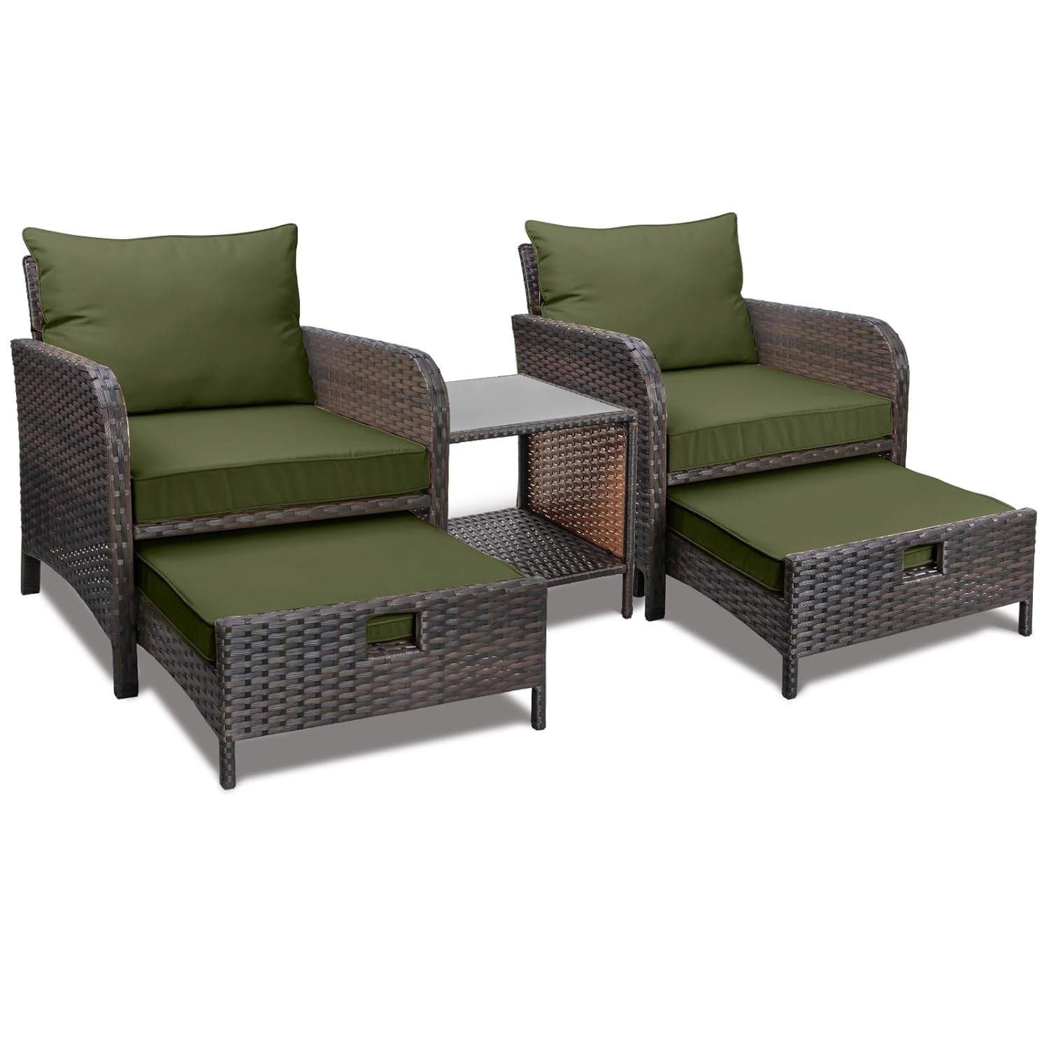 Outdoor Furniture Green - Conjunto de 5 Peças de Rattan