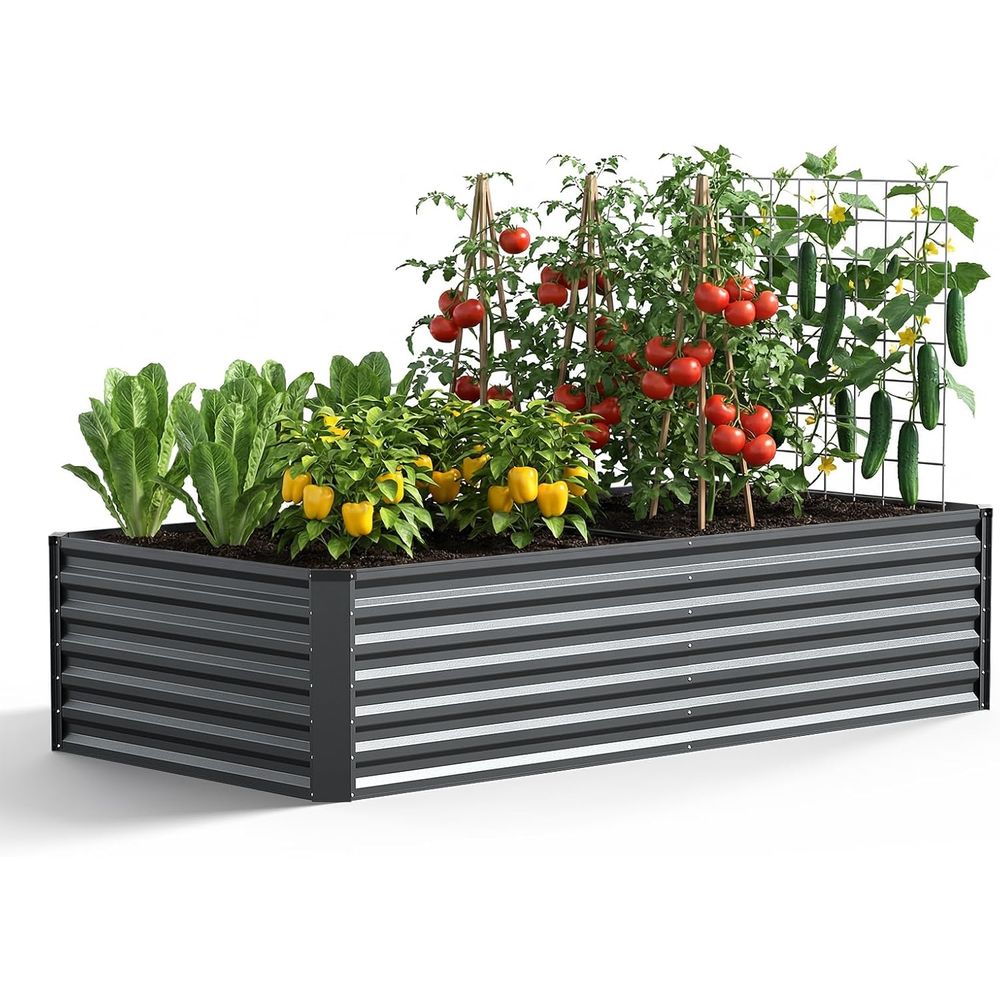 Planter Raised Metal - Grande Canteiro Elevado Galvanizado para Jardim