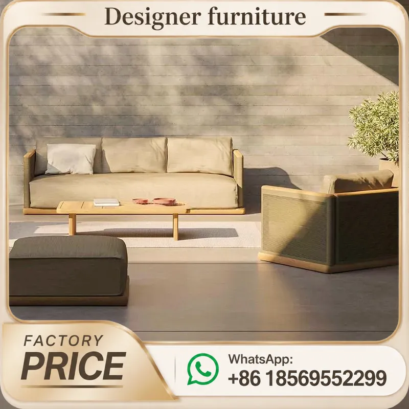 Outdoor Furniture Teak Wood - Conjunto de Sofá de Cordas Trançadas