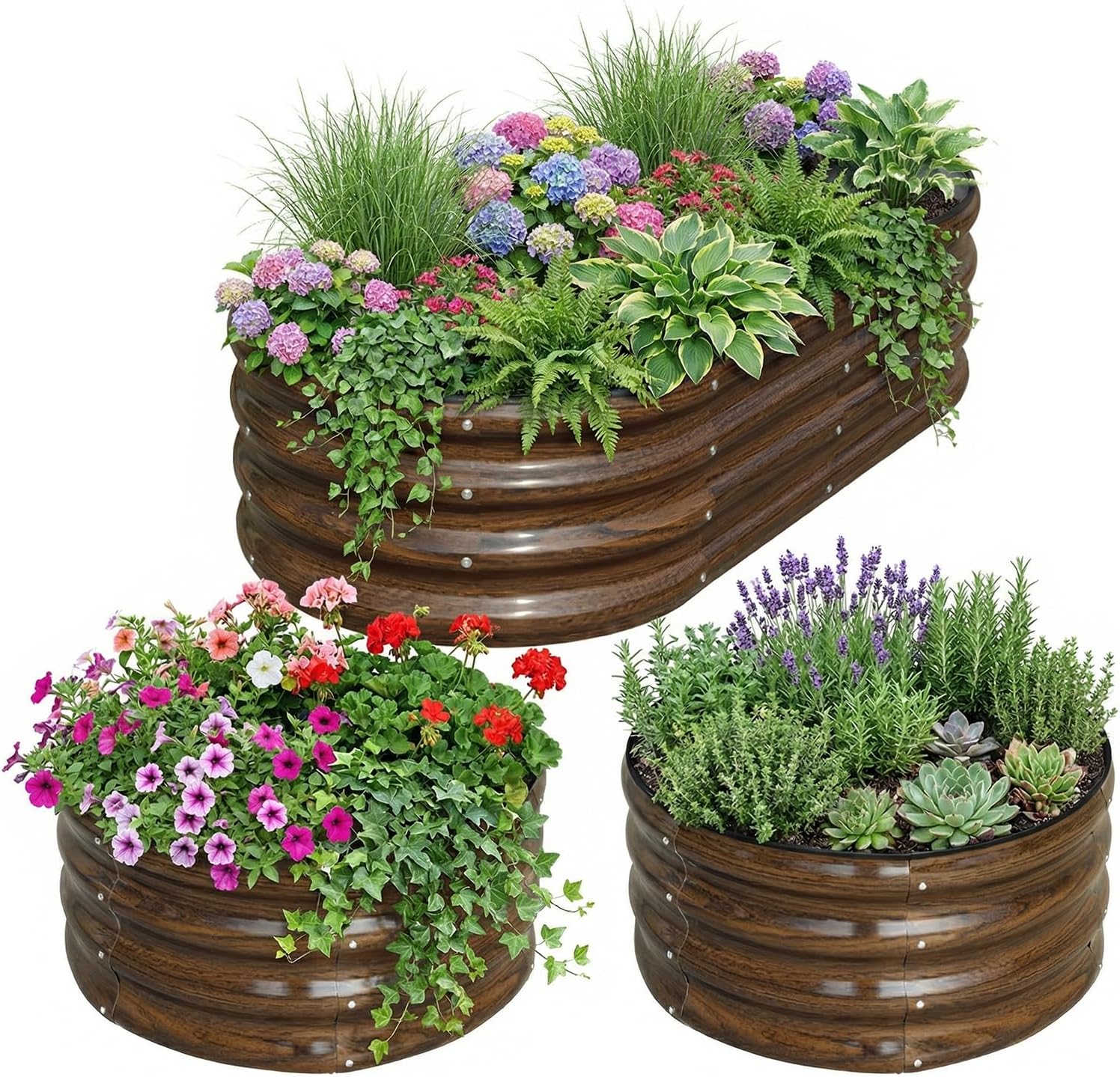 Planter Raised Metal - Kit de 3 Canteiros Elevados de