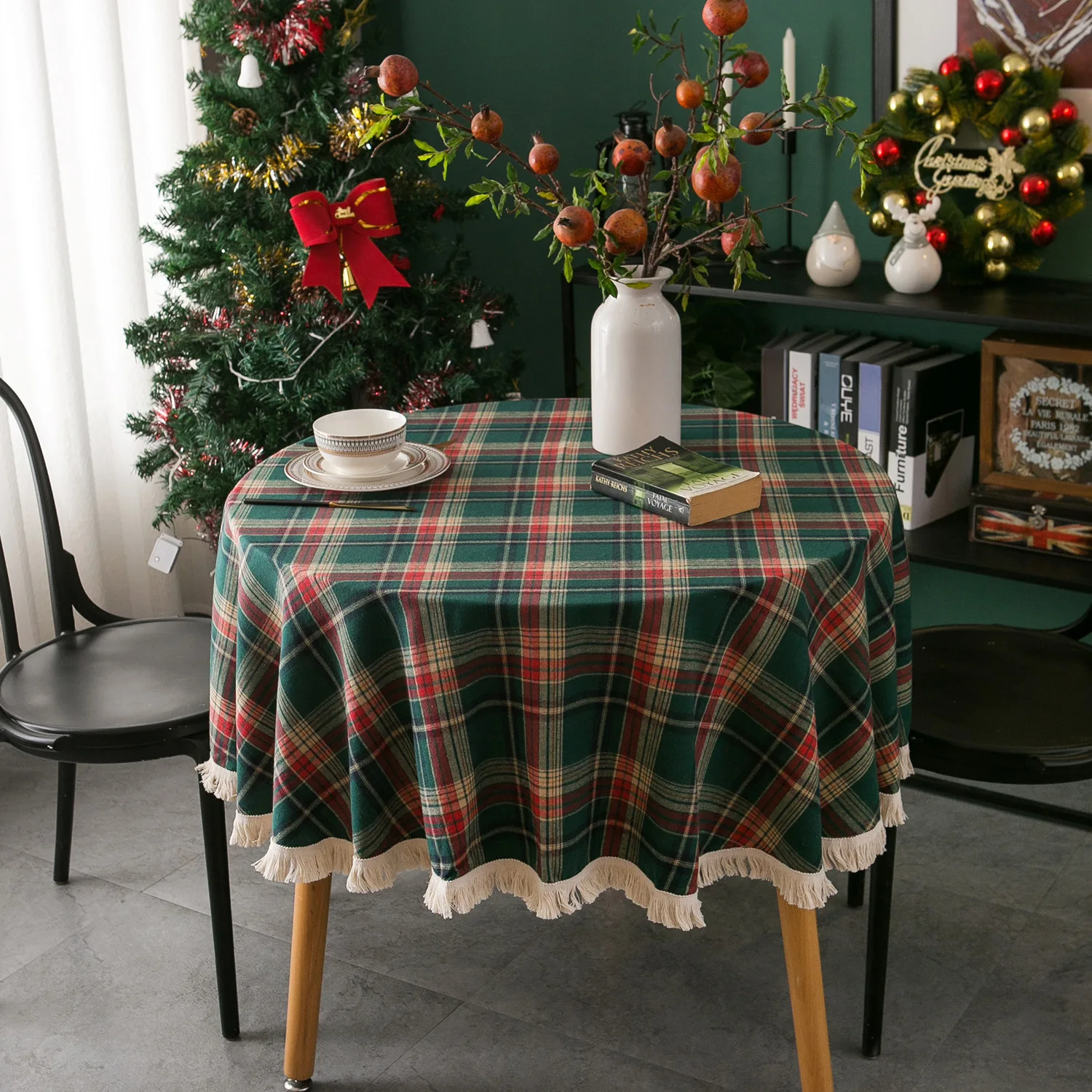 Outdoor Furniture Green - Toalha de Mesa Redonda de Natal