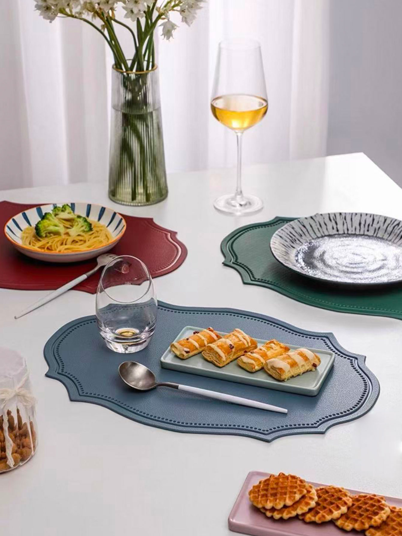 Outdoor Furniture Dining - Sousplat de Couro Estilo Ins, Tapete