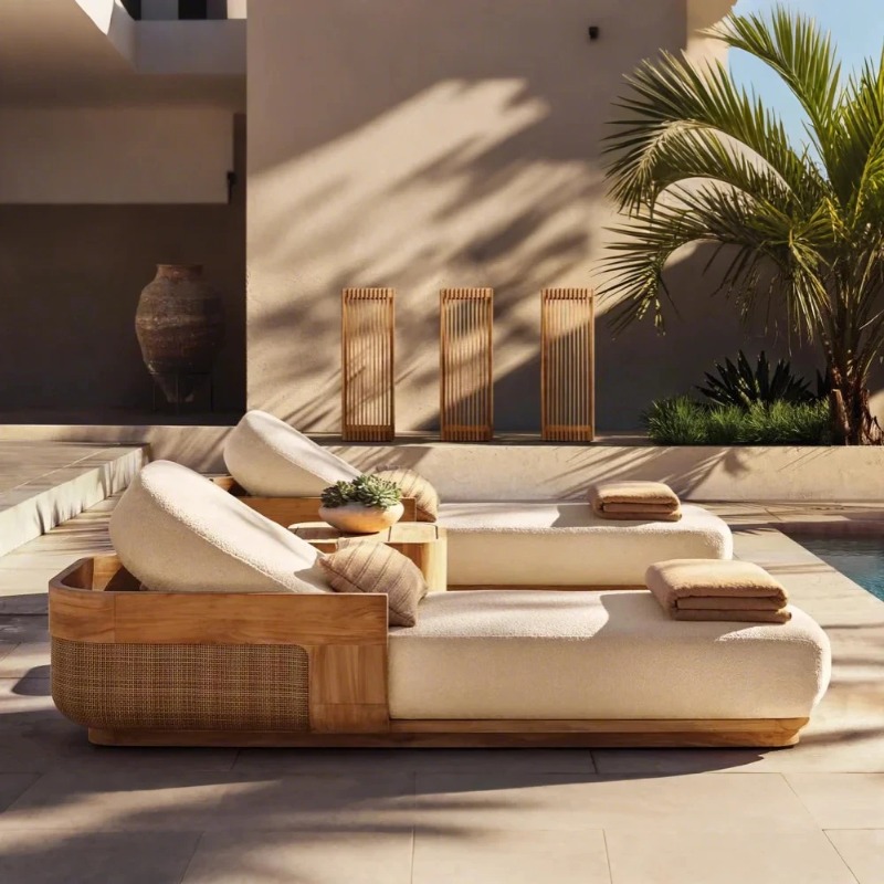 Conjunto de Espreguiçadeiras e - Outdoor Furniture Teak Wood avaliação e preço