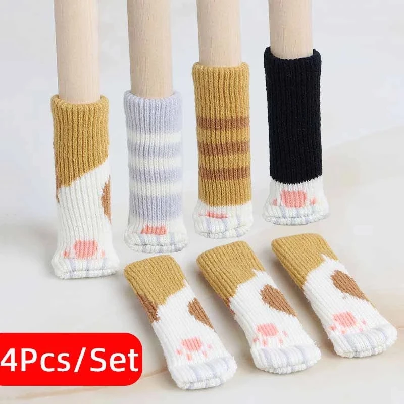 4 pçs/set criatividade gato pa - Outdoor Furniture Leg Protectors avaliação e preço