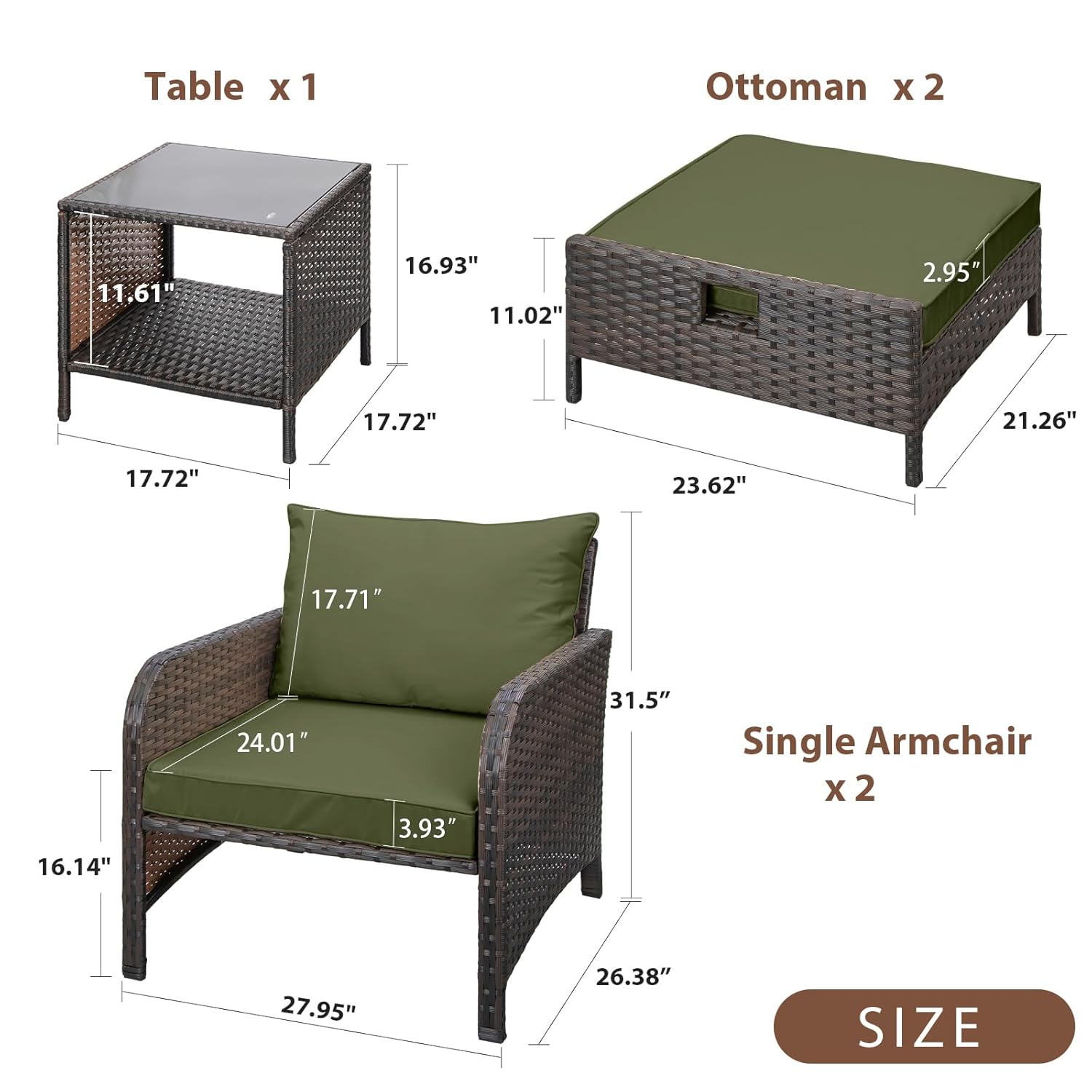 Conjunto de 5 Peças de Rattan  - Outdoor Furniture Green avaliação e preço