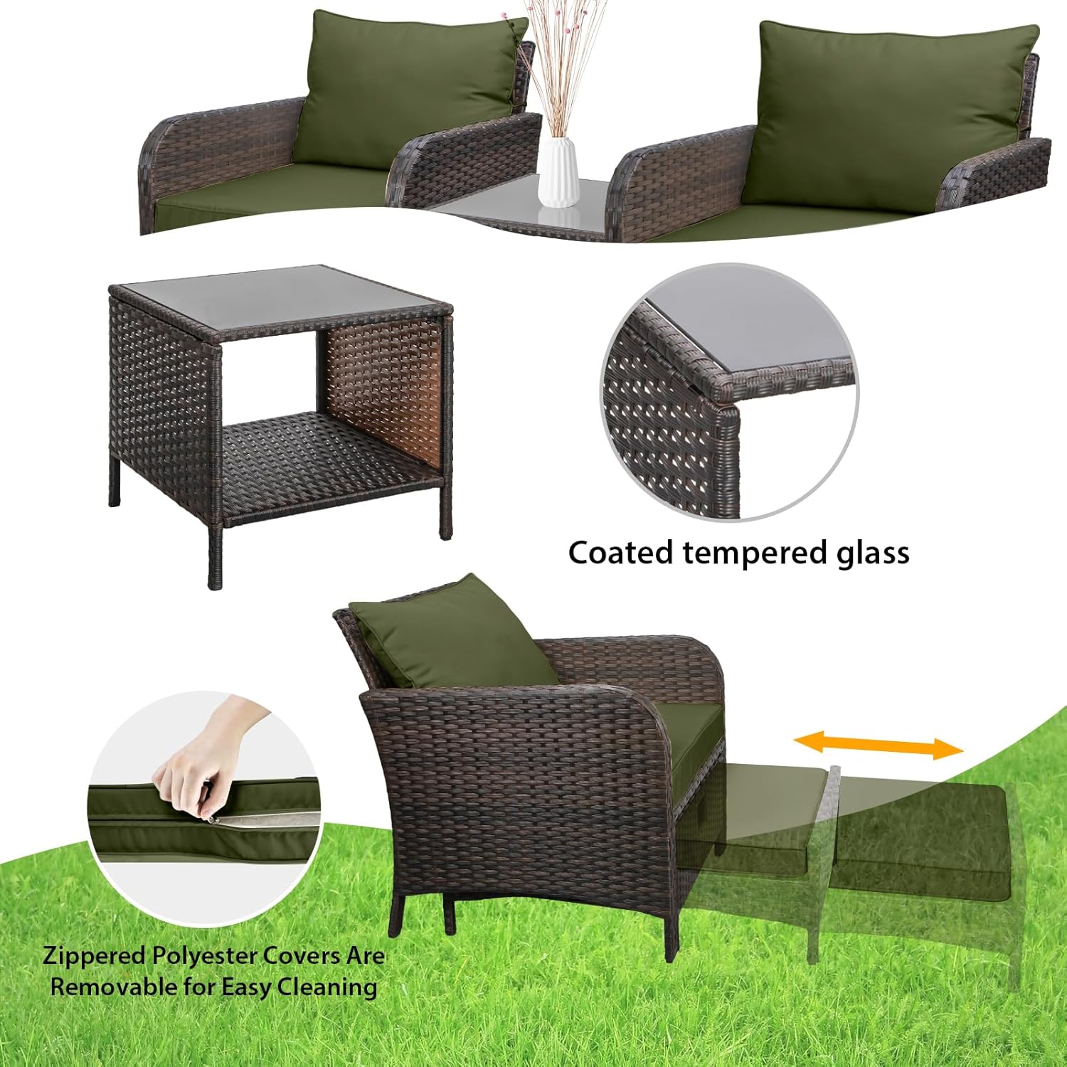 Conjunto de 5 Peças de Rattan  - Outdoor Furniture Green avaliação e preço